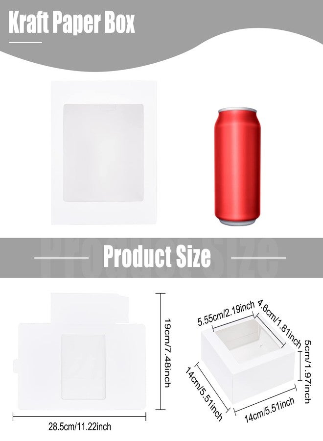 BENECREAT 16Packs 5.5x5.5x2inch Clear PVC Square Window Gift Boxes, White Kraft Paper Present Boxes for Wedding Favor, Festival Gift Packaging, Chocolates, Cookies Small Crafts - Image 2